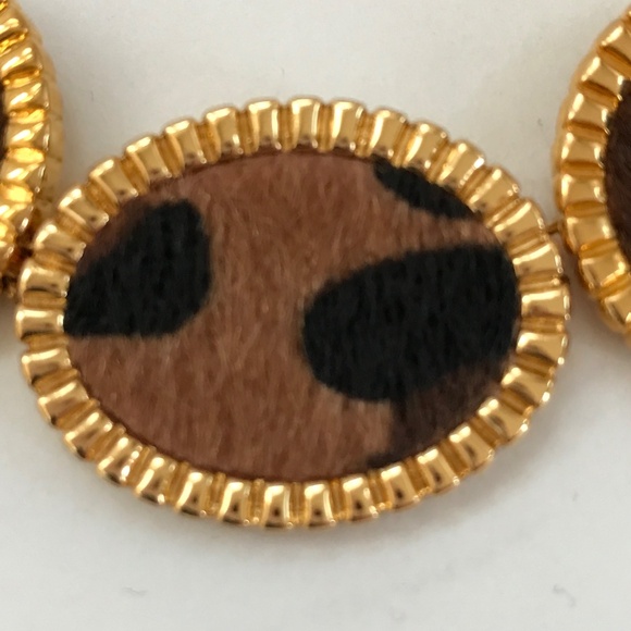 TALBOTS Statement Necklace Leopard Print Black and Gold - Picture 5 of 15